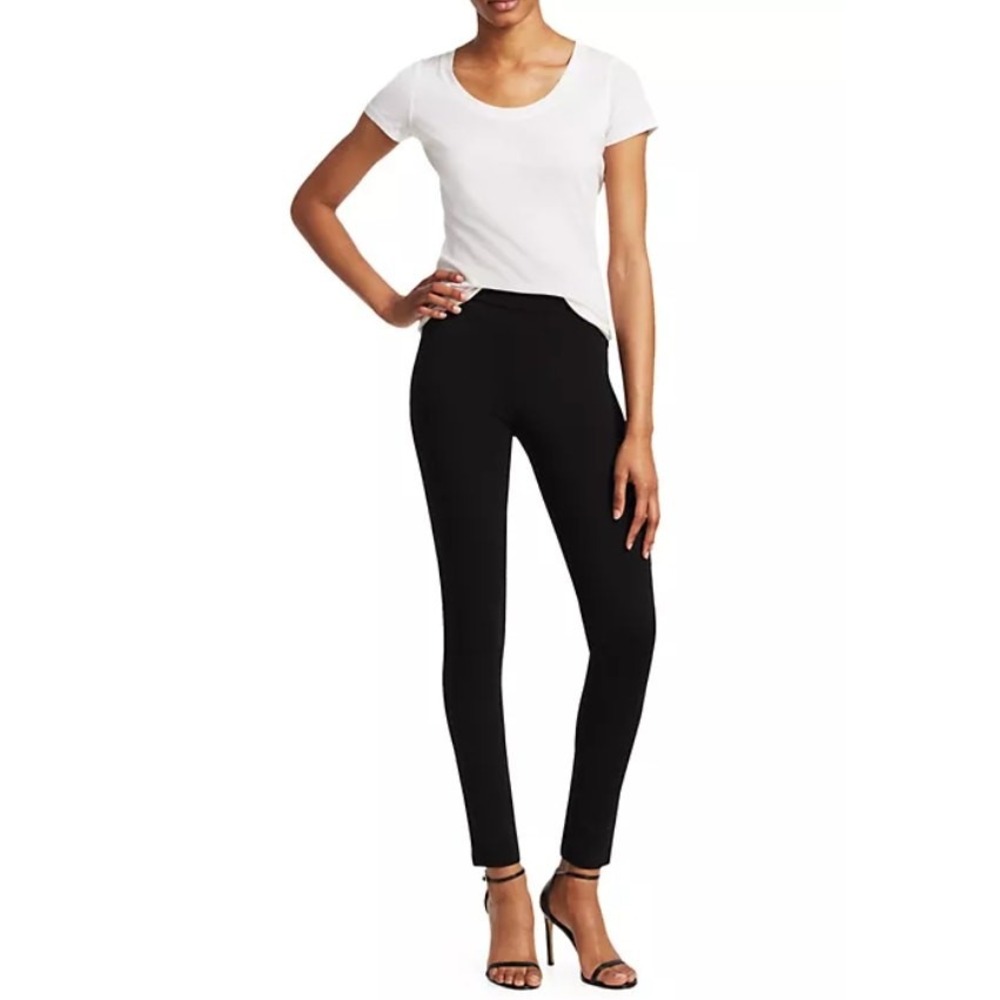 Theory Shawn Ponte Leggings Pants Black Gray Woven Classic Slim Pull On Size XS